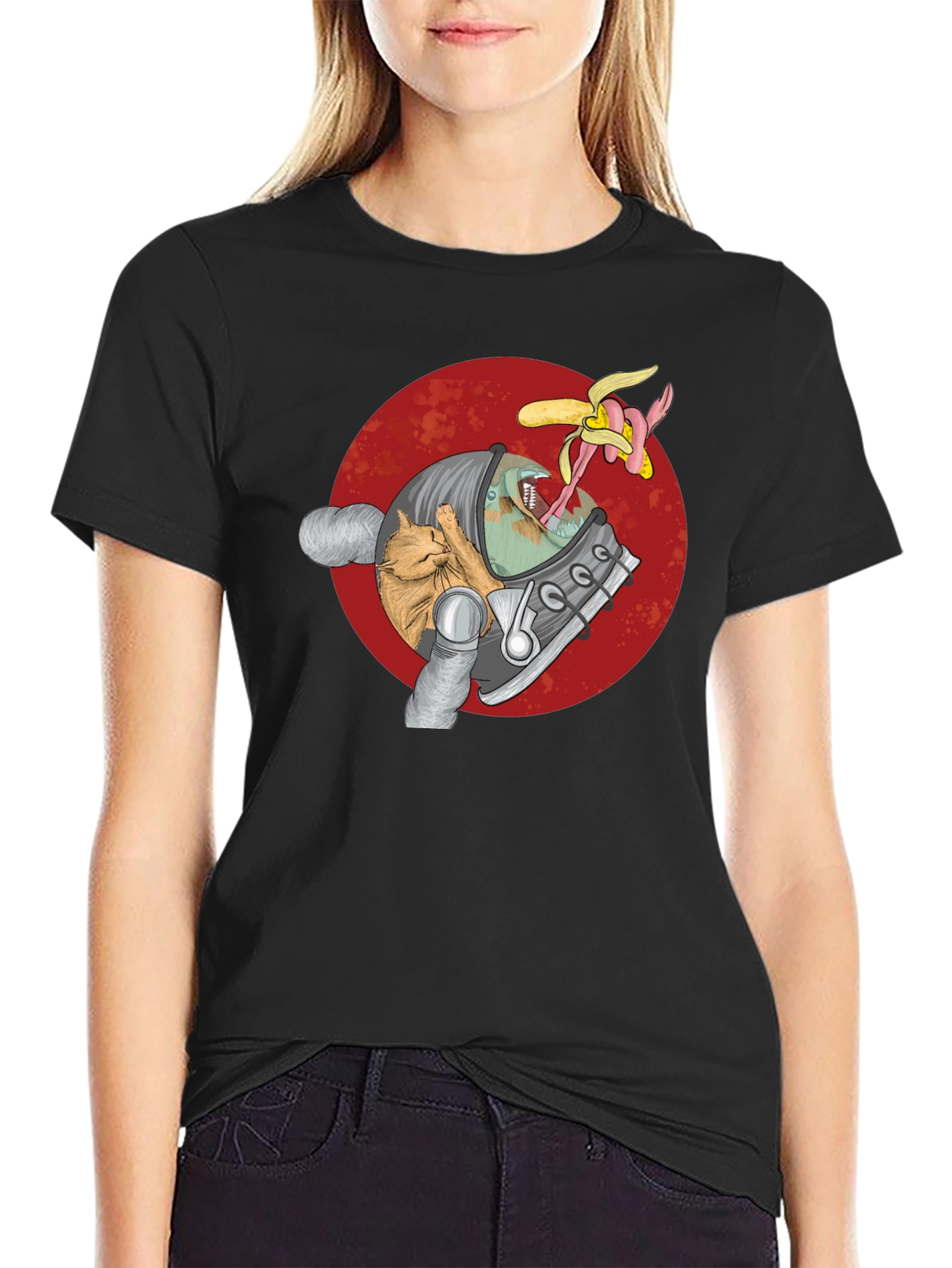 Astronaut Cat & Alien Banana T-Shirt