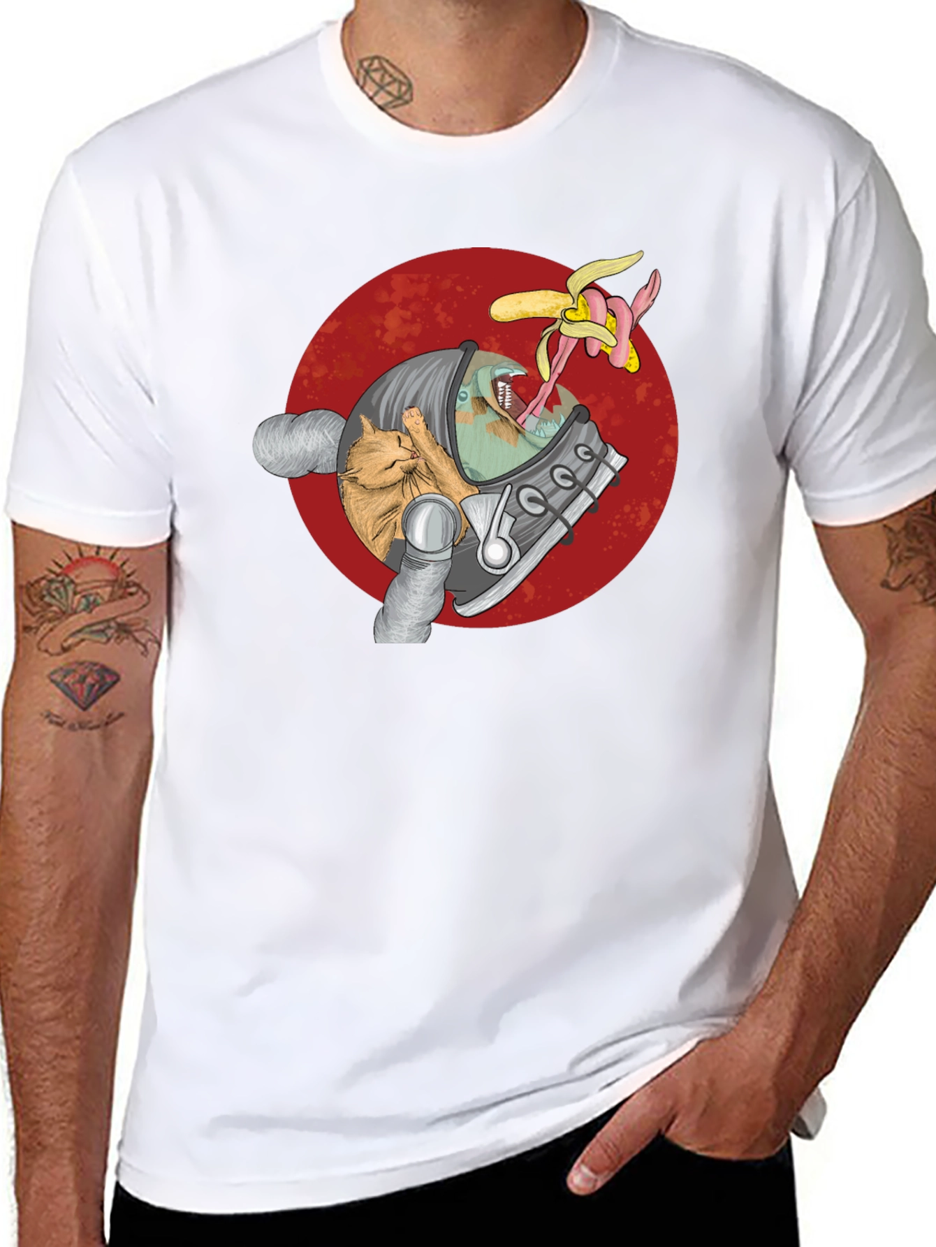 Astronaut Cat & Alien Banana T-Shirt