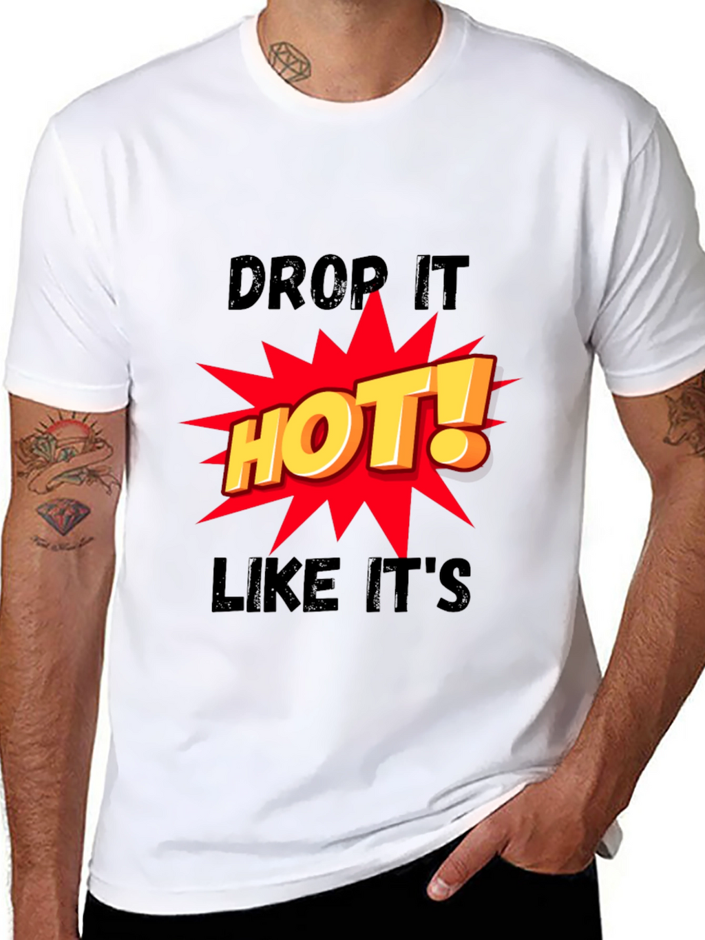 Drop It HOT! Graphic Print Black T-Shirt