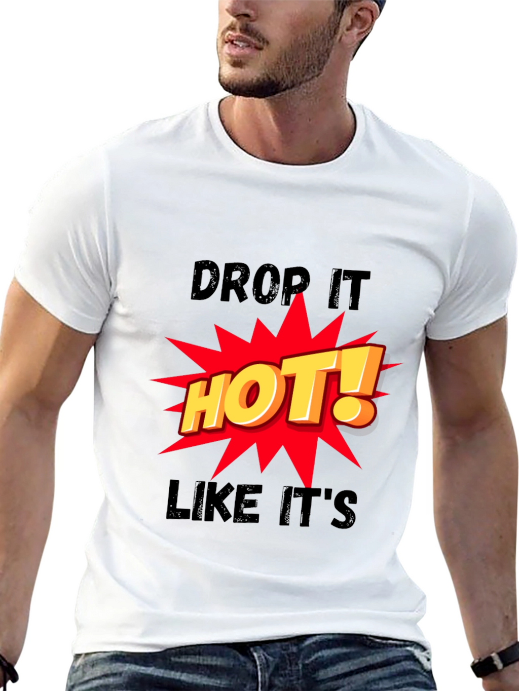 Drop It HOT! Graphic Print Black T-Shirt