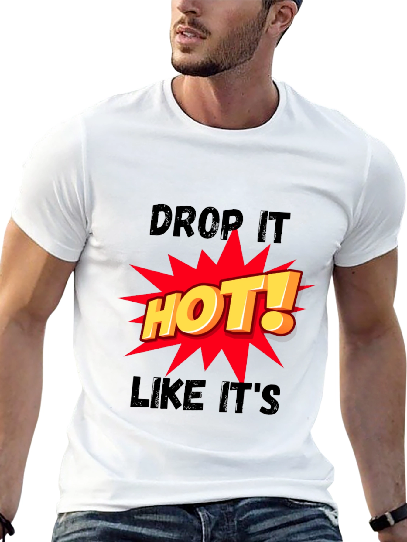 Drop It HOT! Graphic Print Black T-Shirt