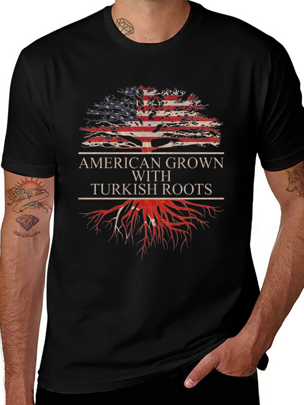 American Grown Turkish Roots Graphic T-Shirt