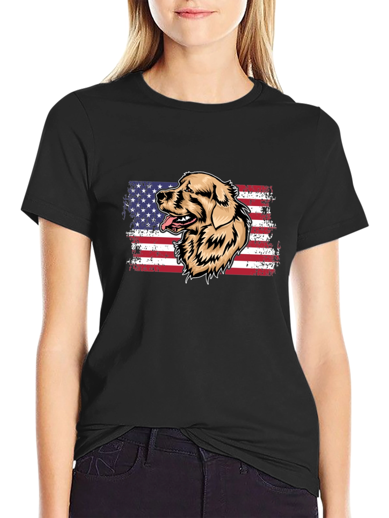 Golden Retriever USA Flag Mens T-Shirt