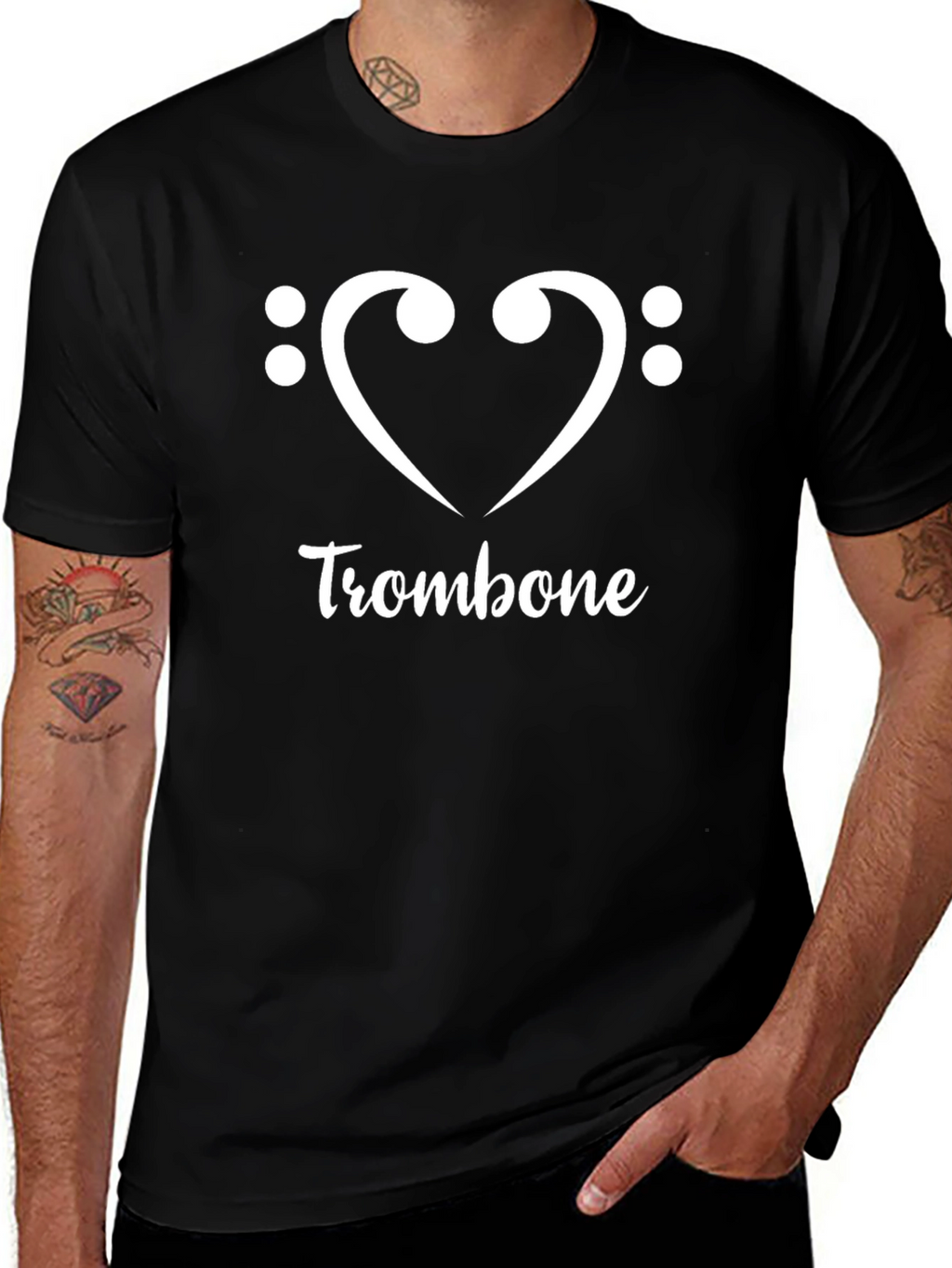 Trombone Heart Graphic Tee - Music Lover T-Shirt