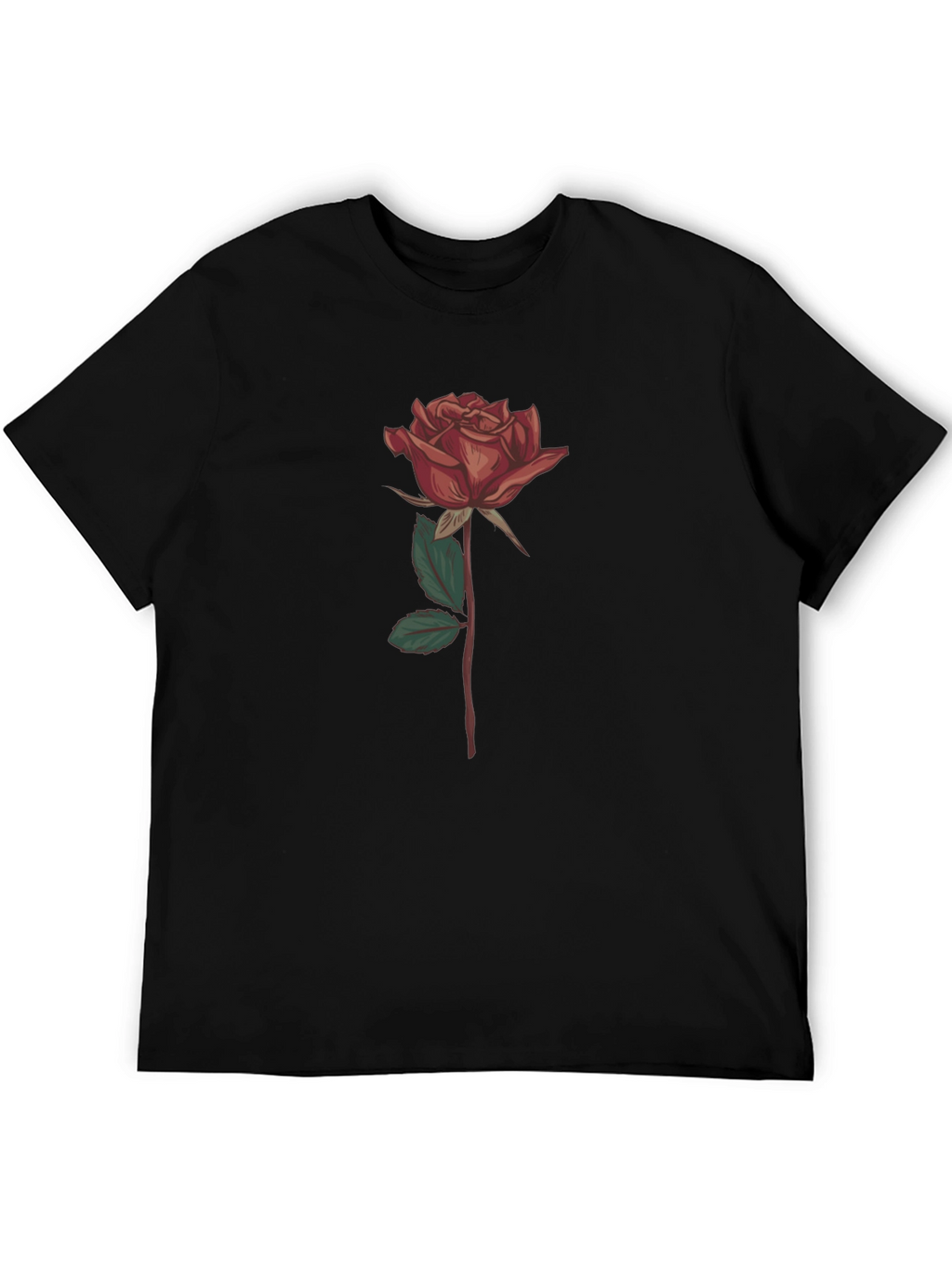 Rose Graphic Print T-Shirt - Stylish Black Tee