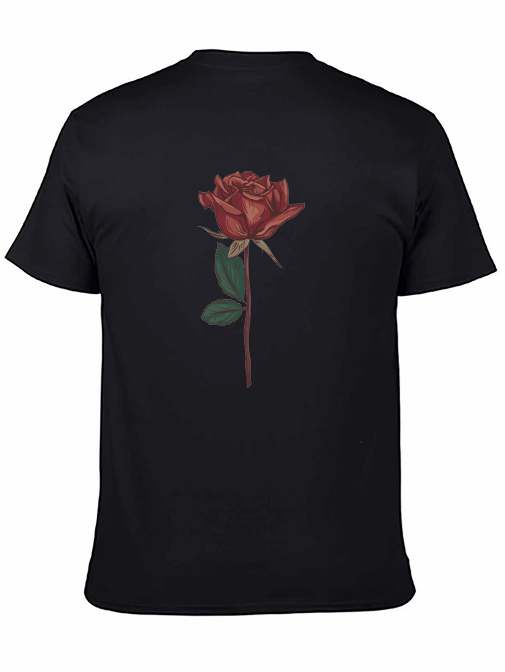 Rose Graphic Print T-Shirt - Stylish Black Tee