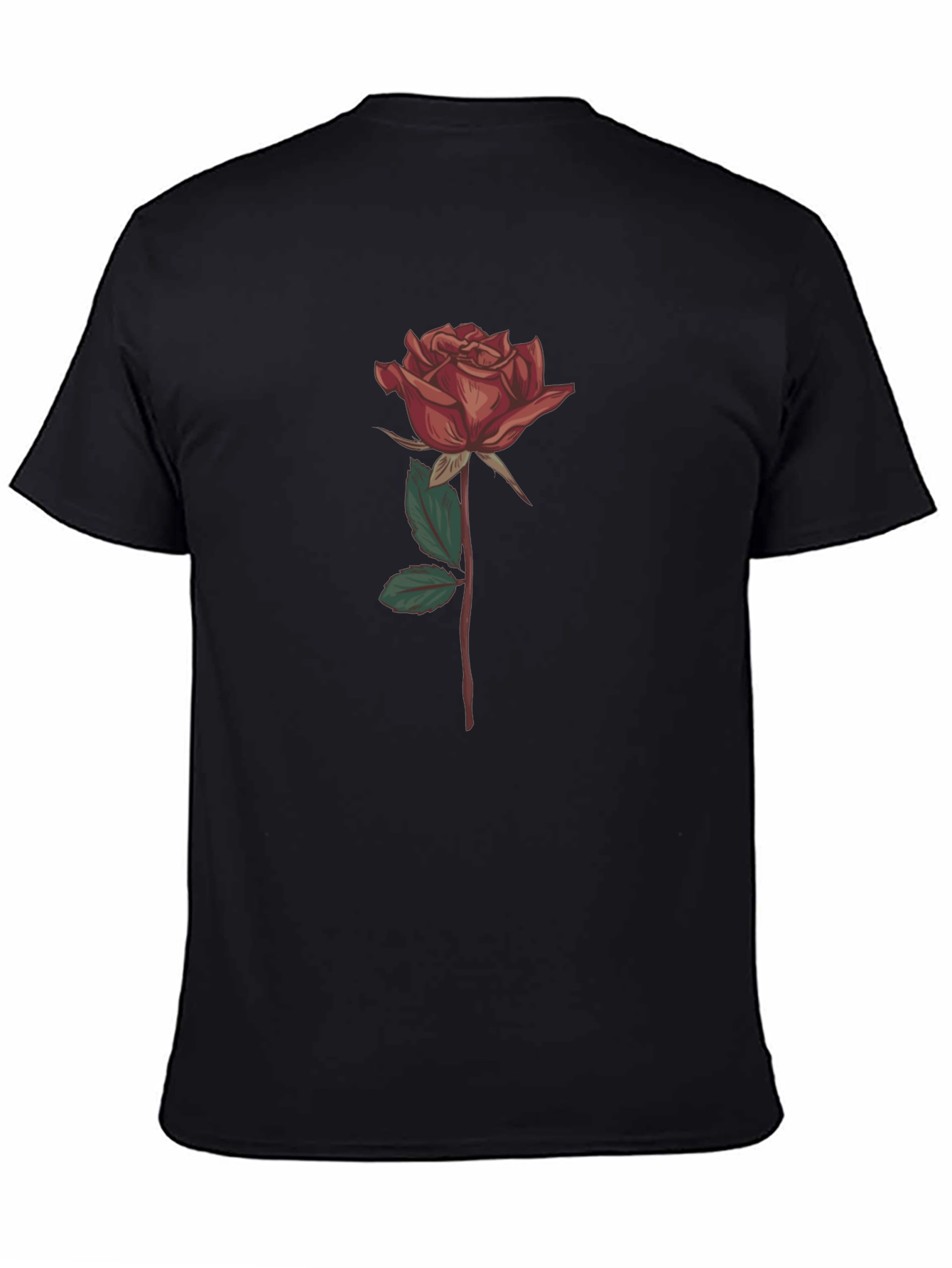 Rose Graphic Print T-Shirt - Stylish Black Tee