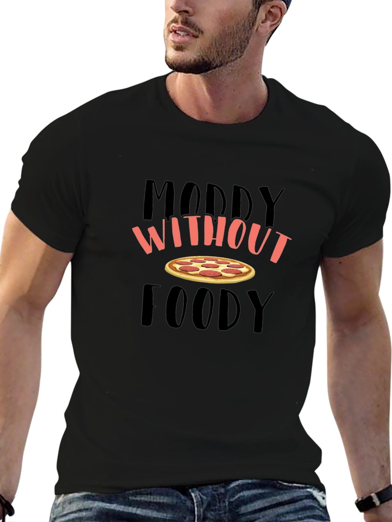 Moody Without Foody Pizza Graphic T-Shirt