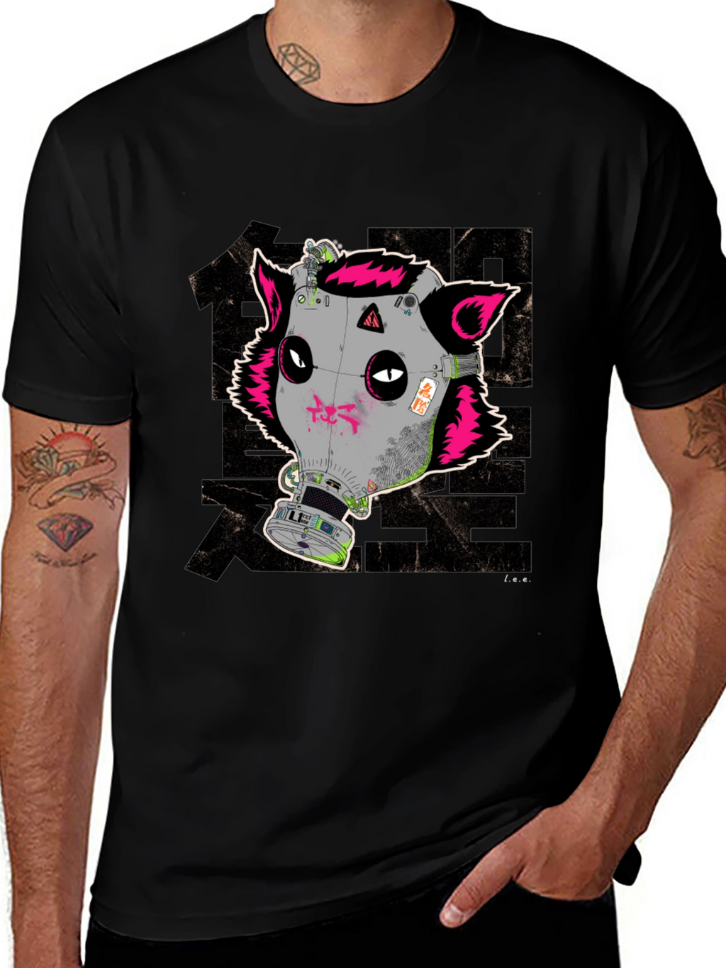 Cyberpunk Gas Mask Fox Graphic T-Shirt