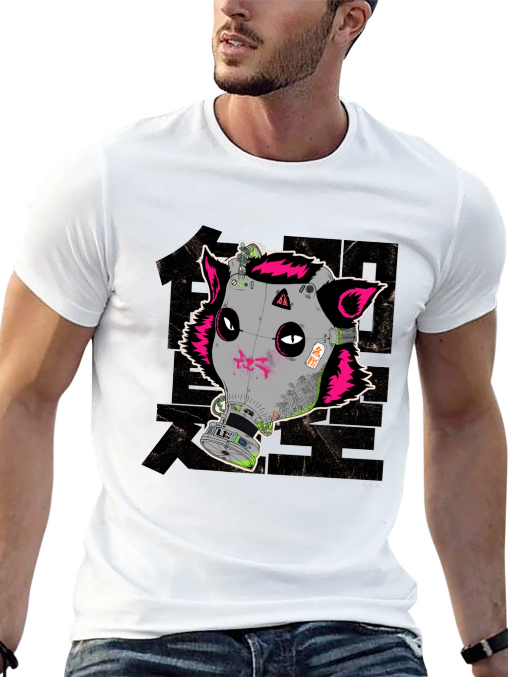 Cyberpunk Gas Mask Fox Graphic T-Shirt
