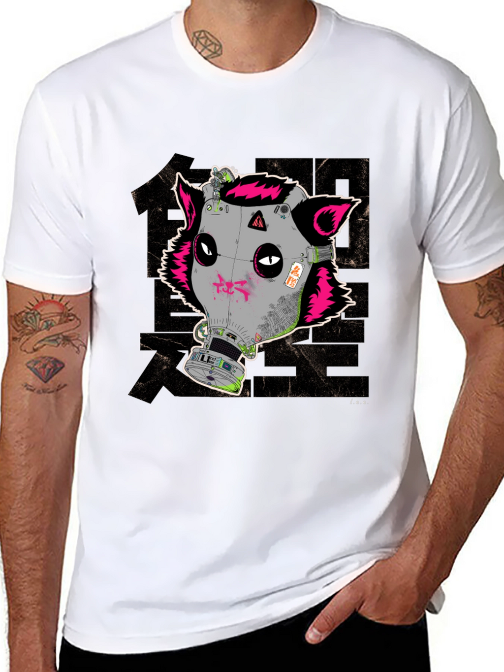 Cyberpunk Gas Mask Fox Graphic T-Shirt