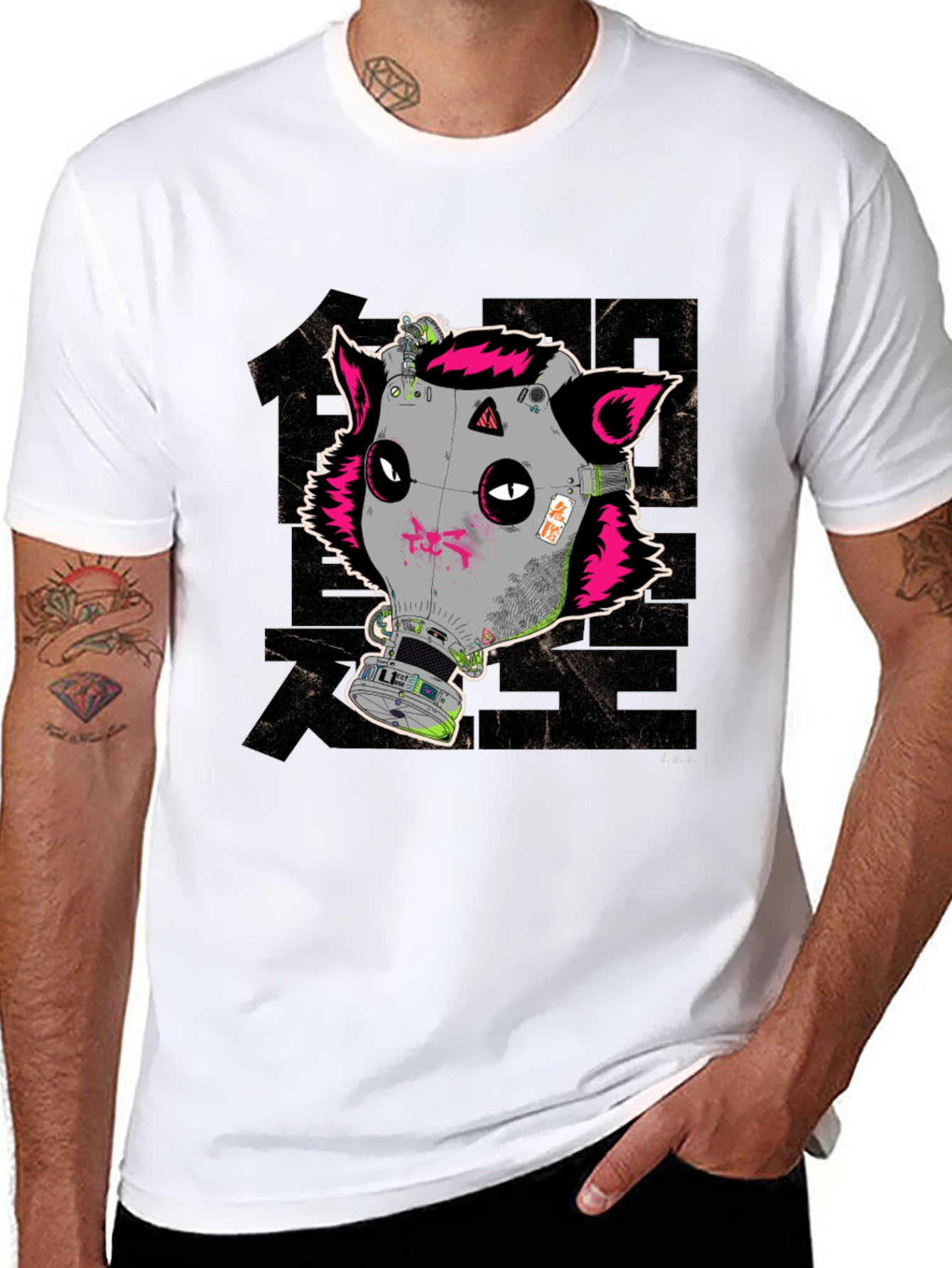 Cyberpunk Gas Mask Fox Graphic T-Shirt
