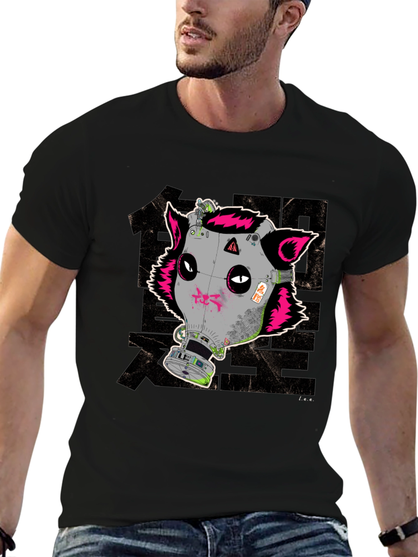 Cyberpunk Gas Mask Fox Graphic T-Shirt