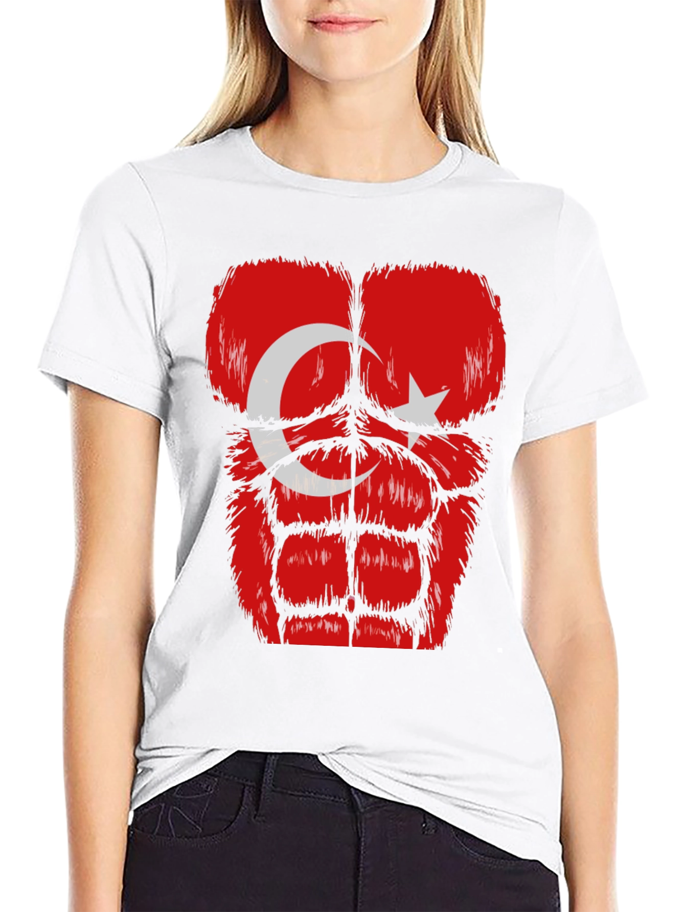 Funny Turkey Flag Muscle Chest Black T-Shirt