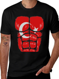 Funny Turkey Flag Muscle Chest Black T-Shirt
