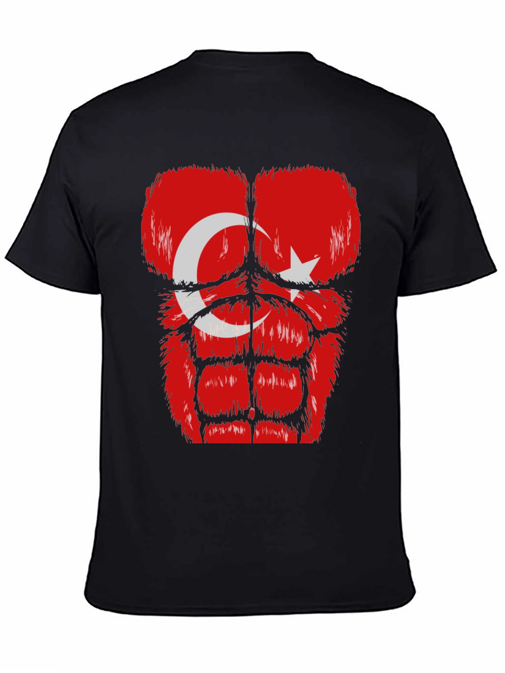 Funny Turkey Flag Muscle Chest Black T-Shirt