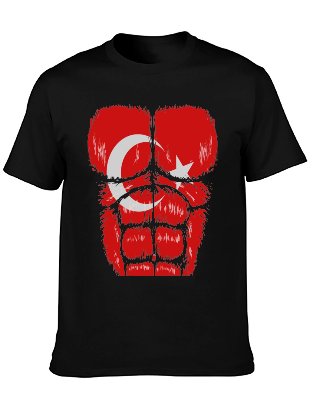 Funny Turkey Flag Muscle Chest Black T-Shirt