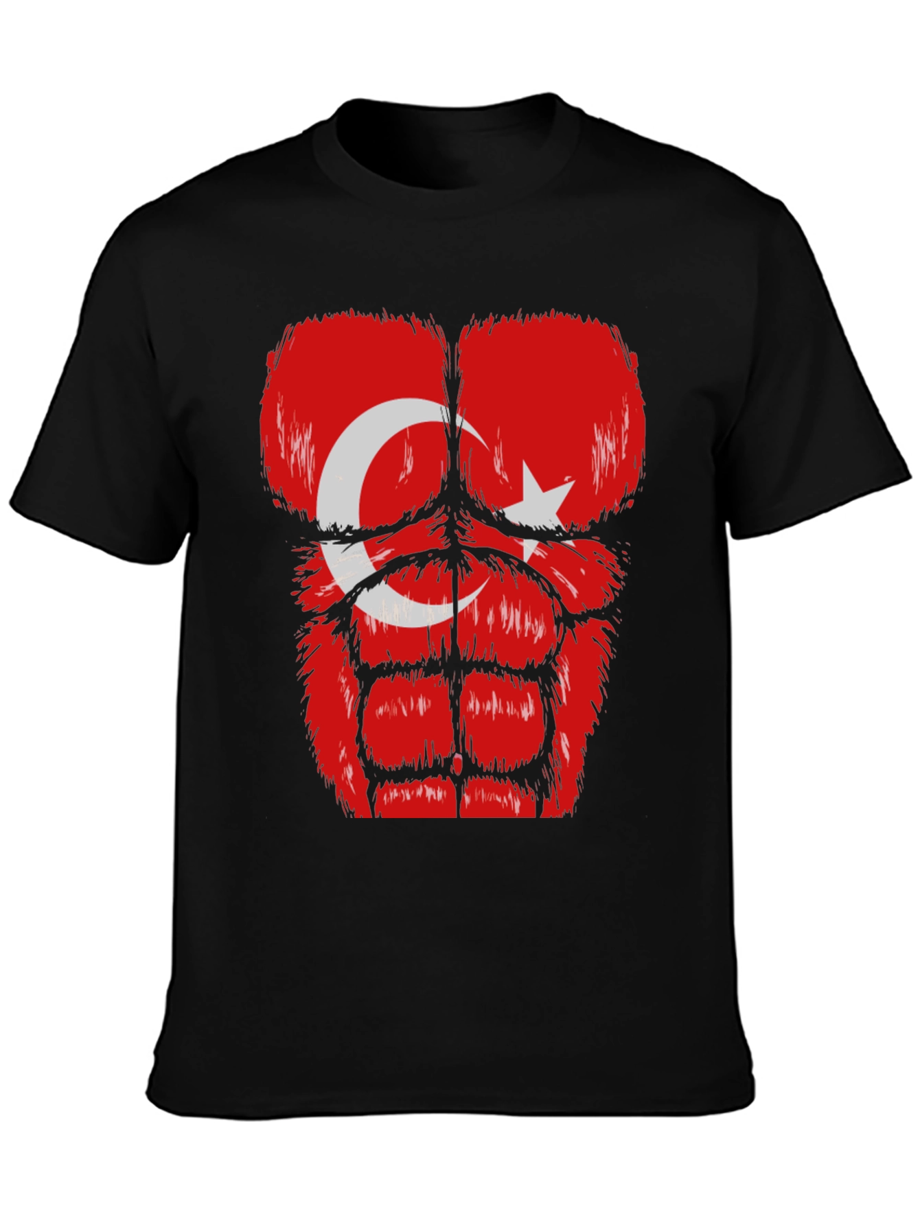 Funny Turkey Flag Muscle Chest Black T-Shirt
