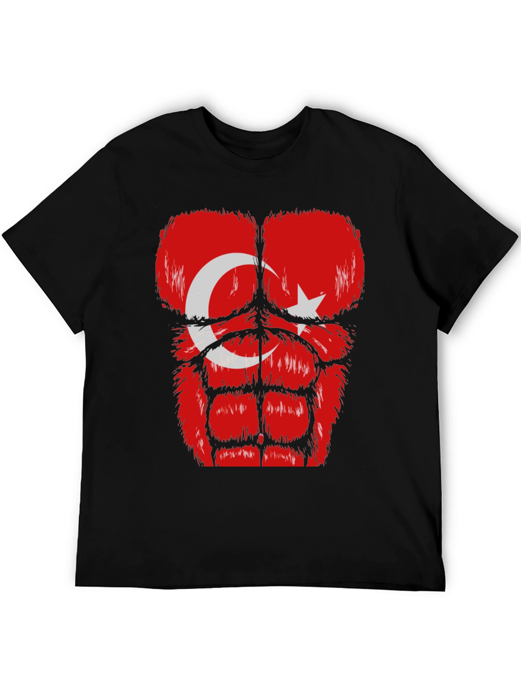 Funny Turkey Flag Muscle Chest Black T-Shirt