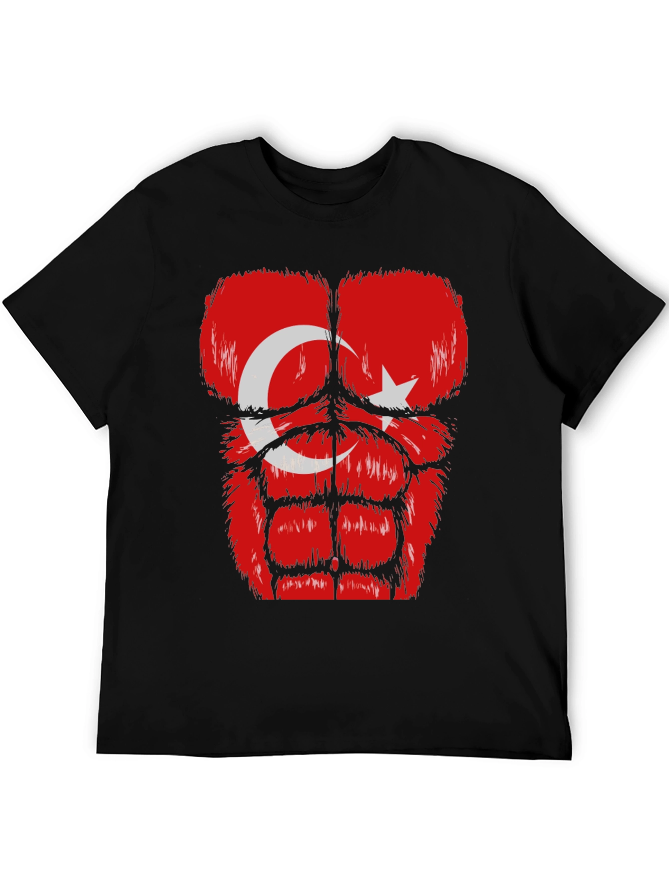Funny Turkey Flag Muscle Chest Black T-Shirt