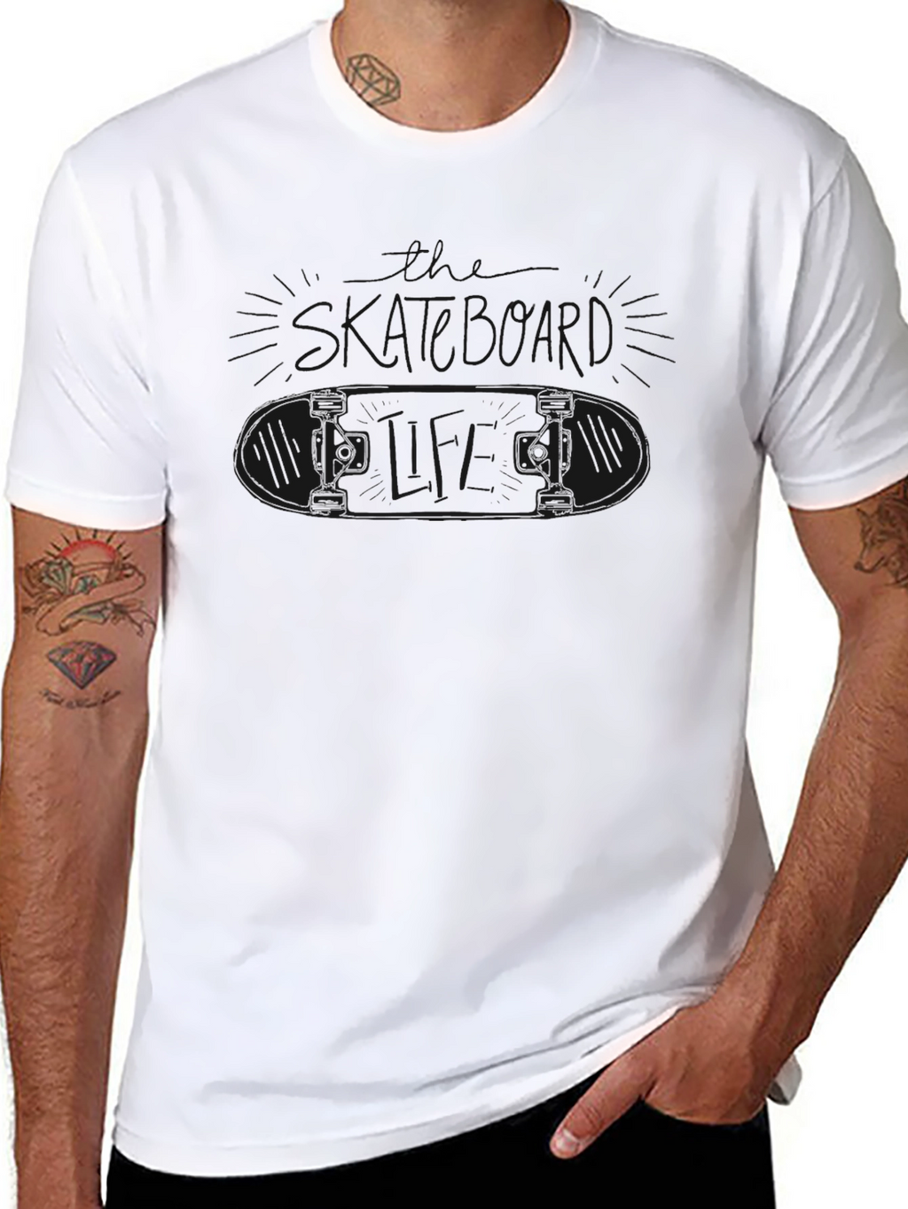 Mens Black Graphic Skateboard T-Shirt
