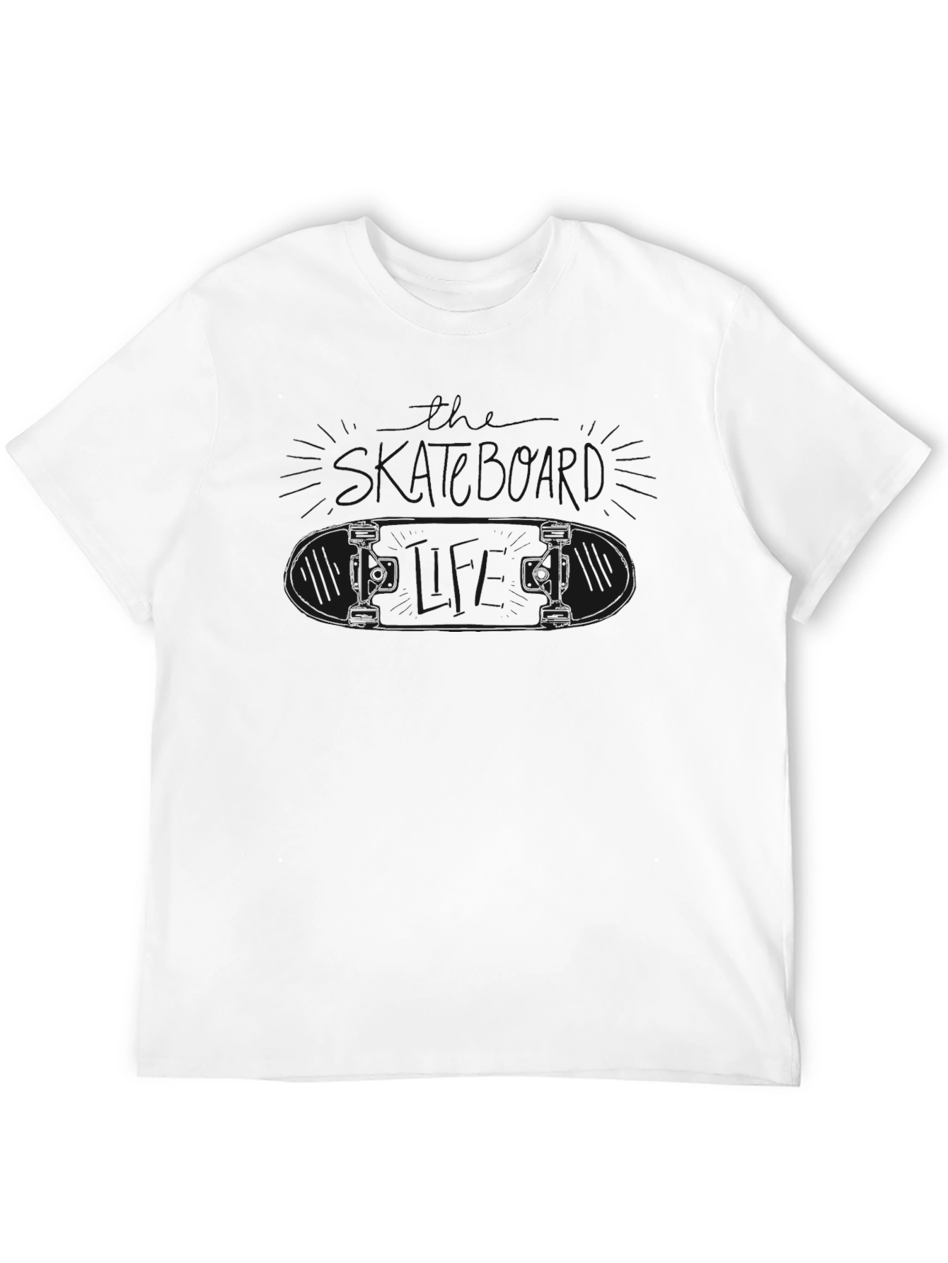 Mens Black Graphic Skateboard T-Shirt