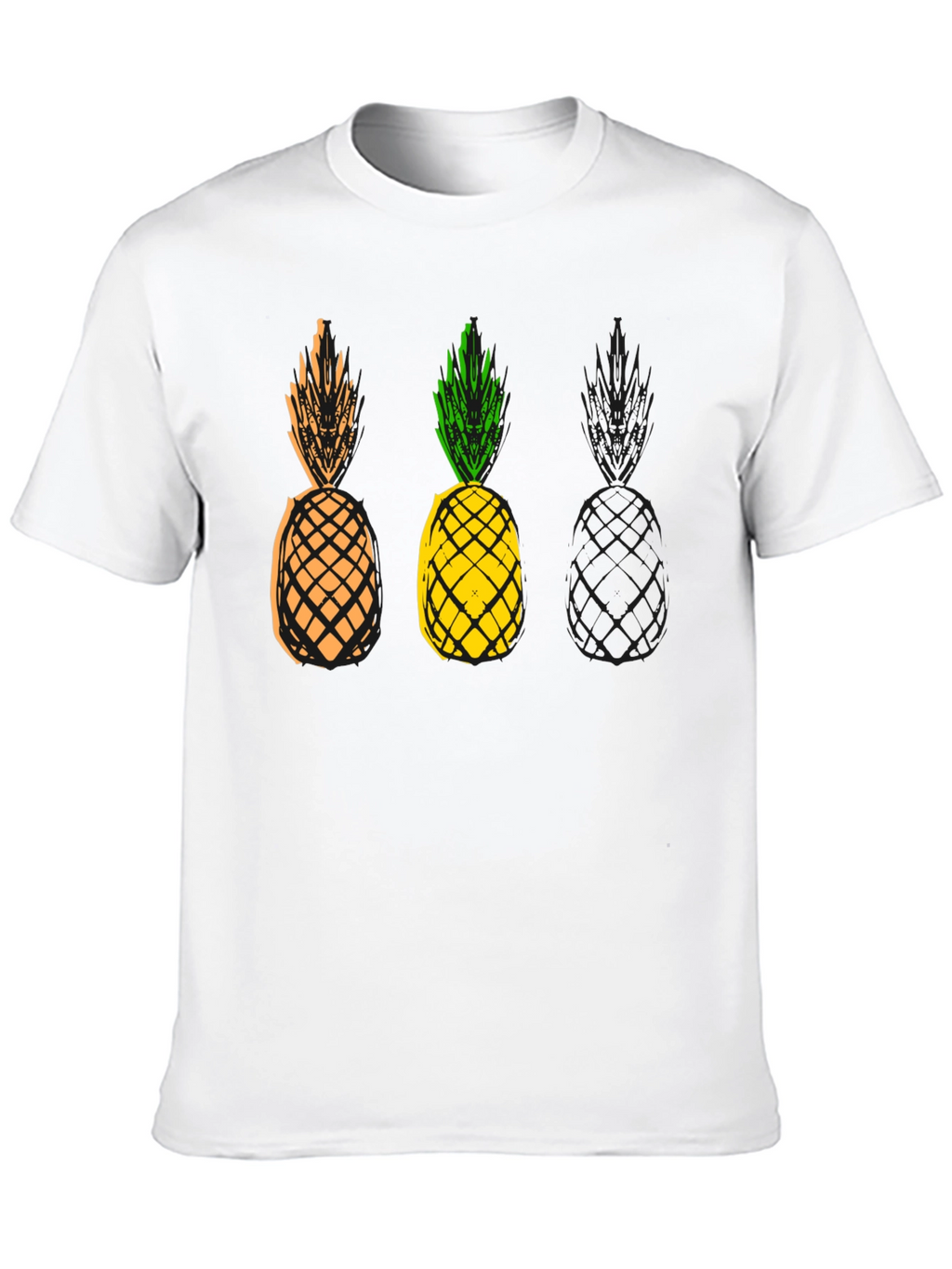 Pineapple Graphic Print Mens Black T-Shirt