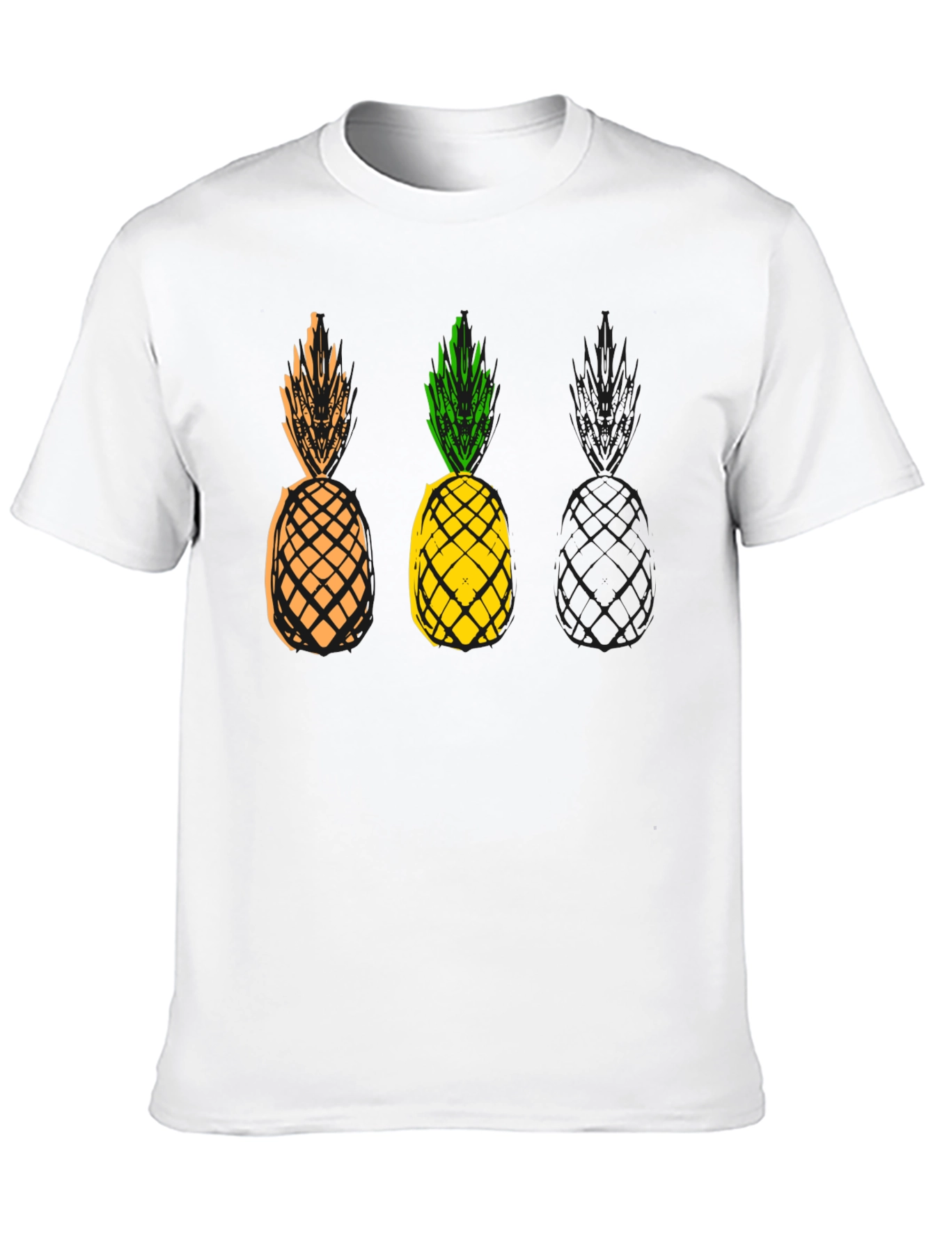Pineapple Graphic Print Mens Black T-Shirt