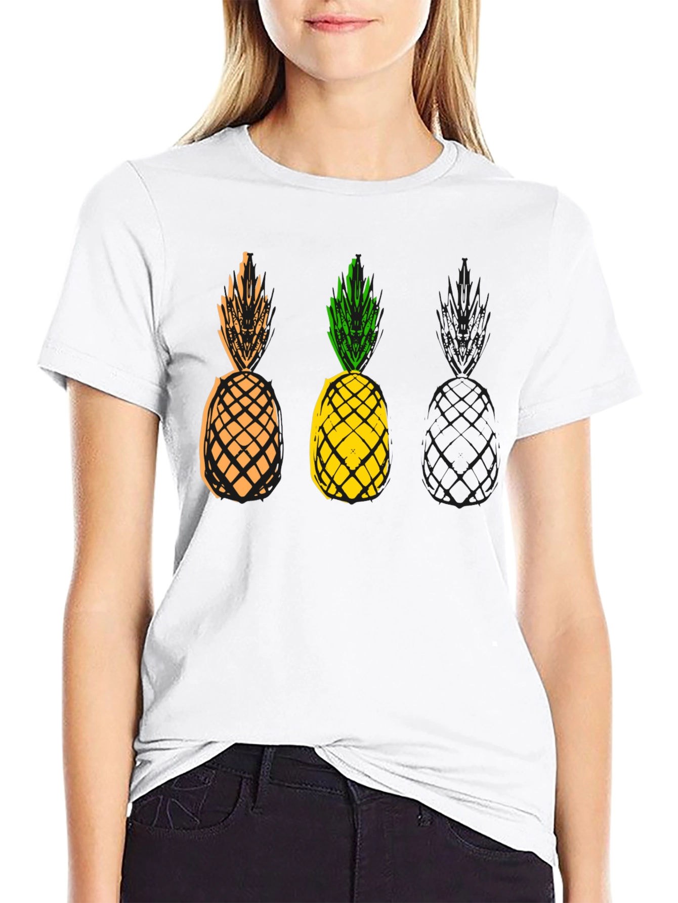 Pineapple Graphic Print Mens Black T-Shirt