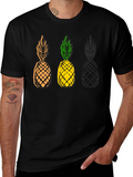 Pineapple Graphic Print Mens Black T-Shirt
