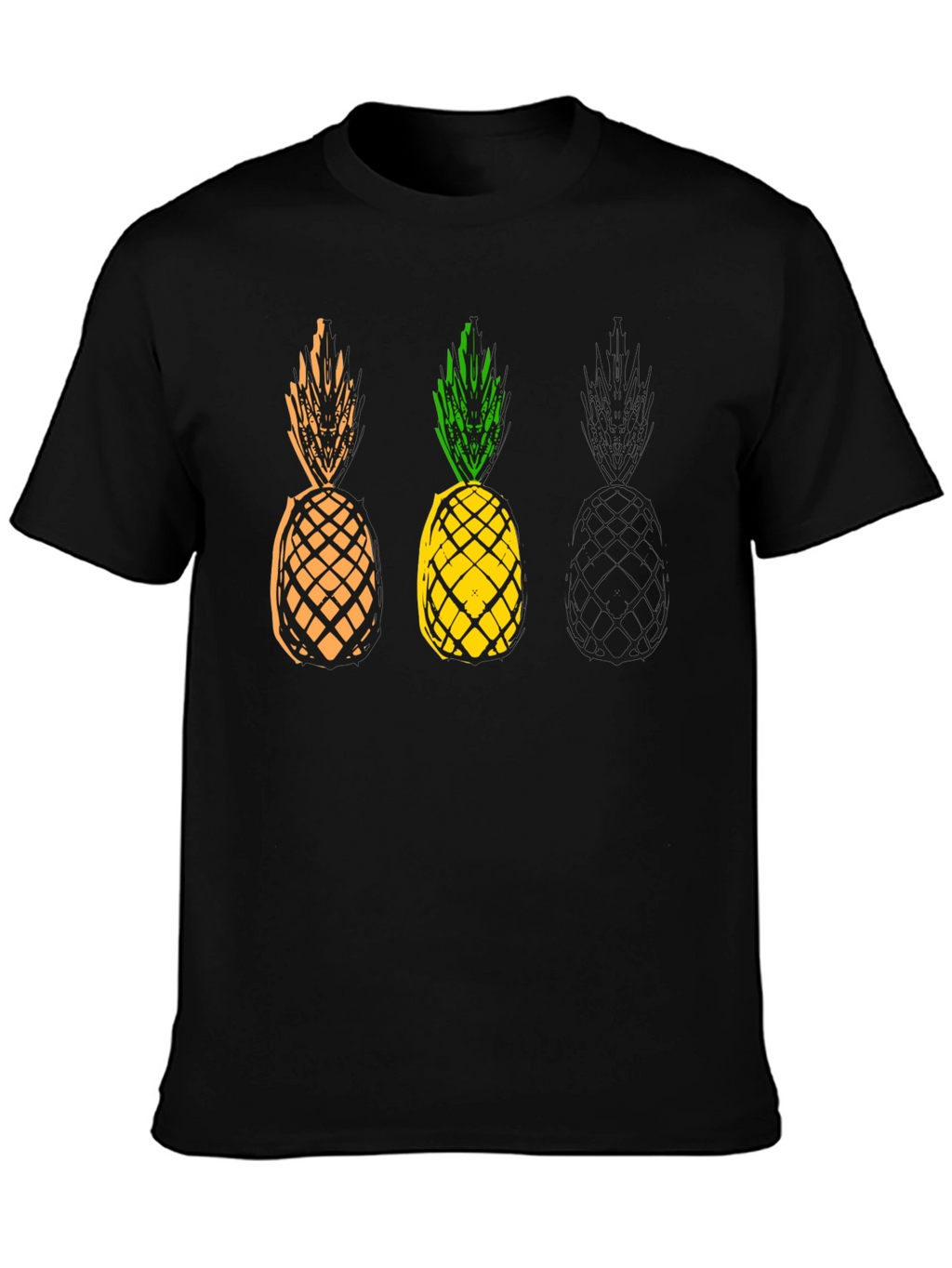 Pineapple Graphic Print Mens Black T-Shirt
