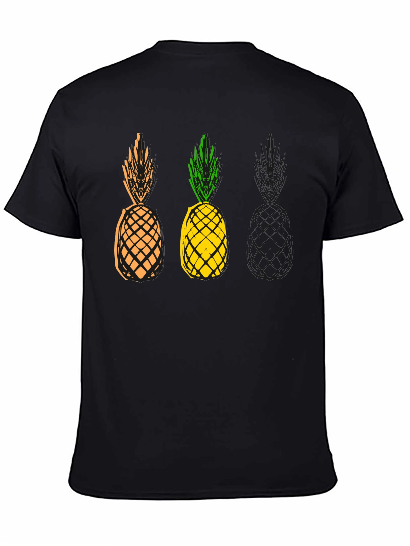 Pineapple Graphic Print Mens Black T-Shirt