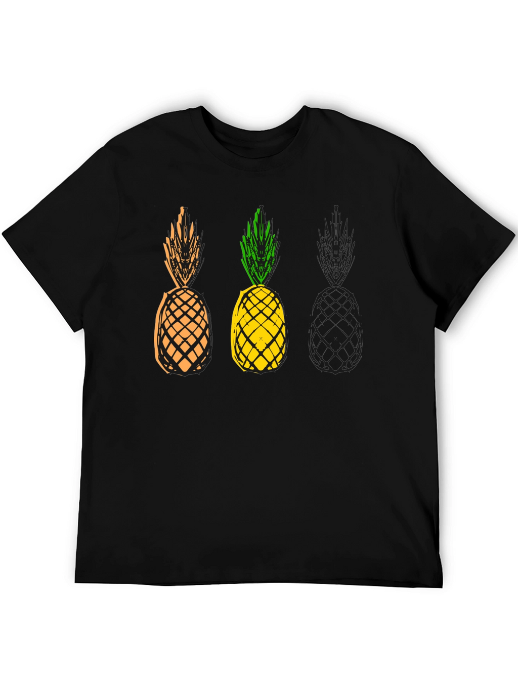 Pineapple Graphic Print Mens Black T-Shirt