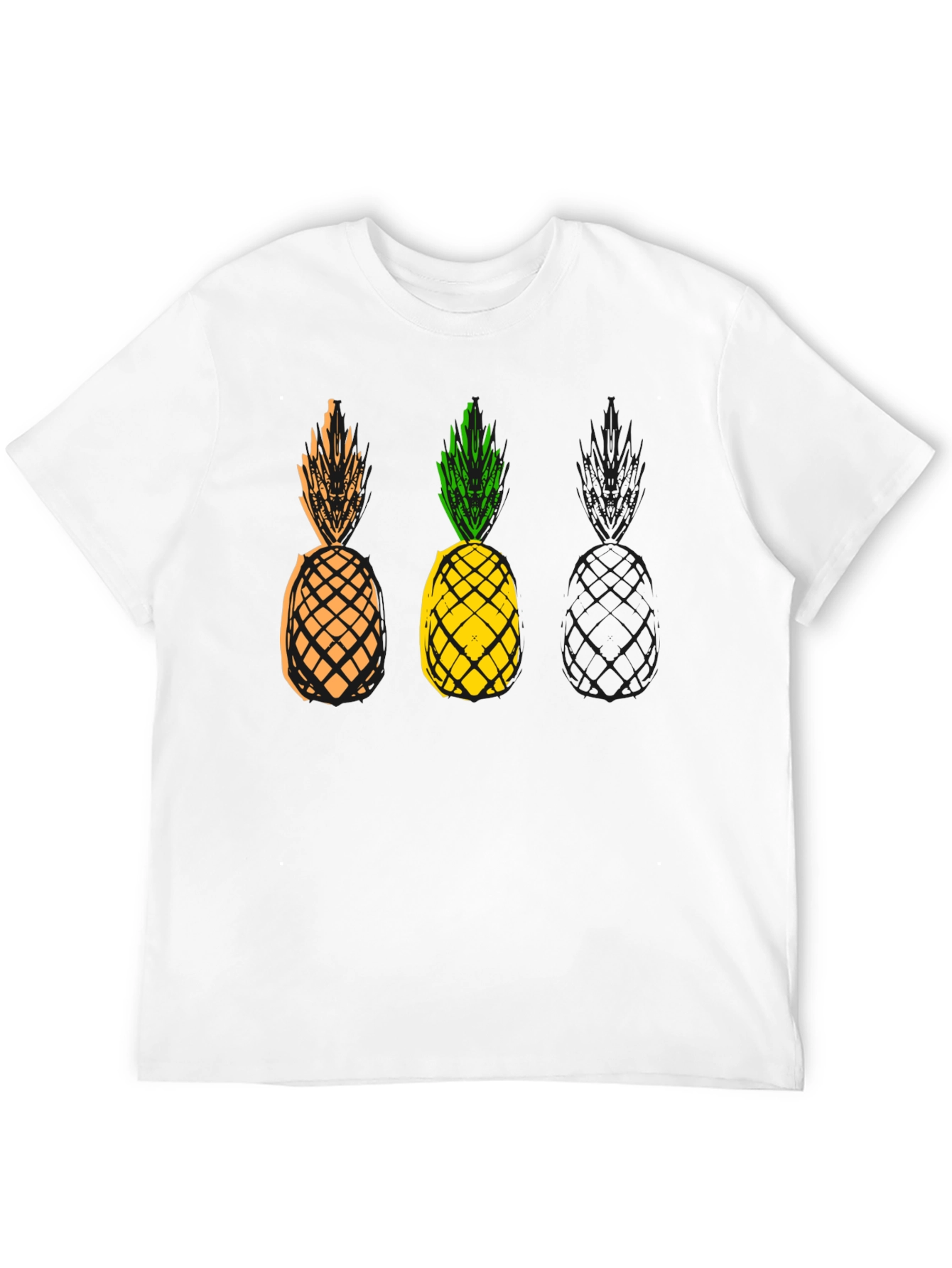 Pineapple Graphic Print Mens Black T-Shirt