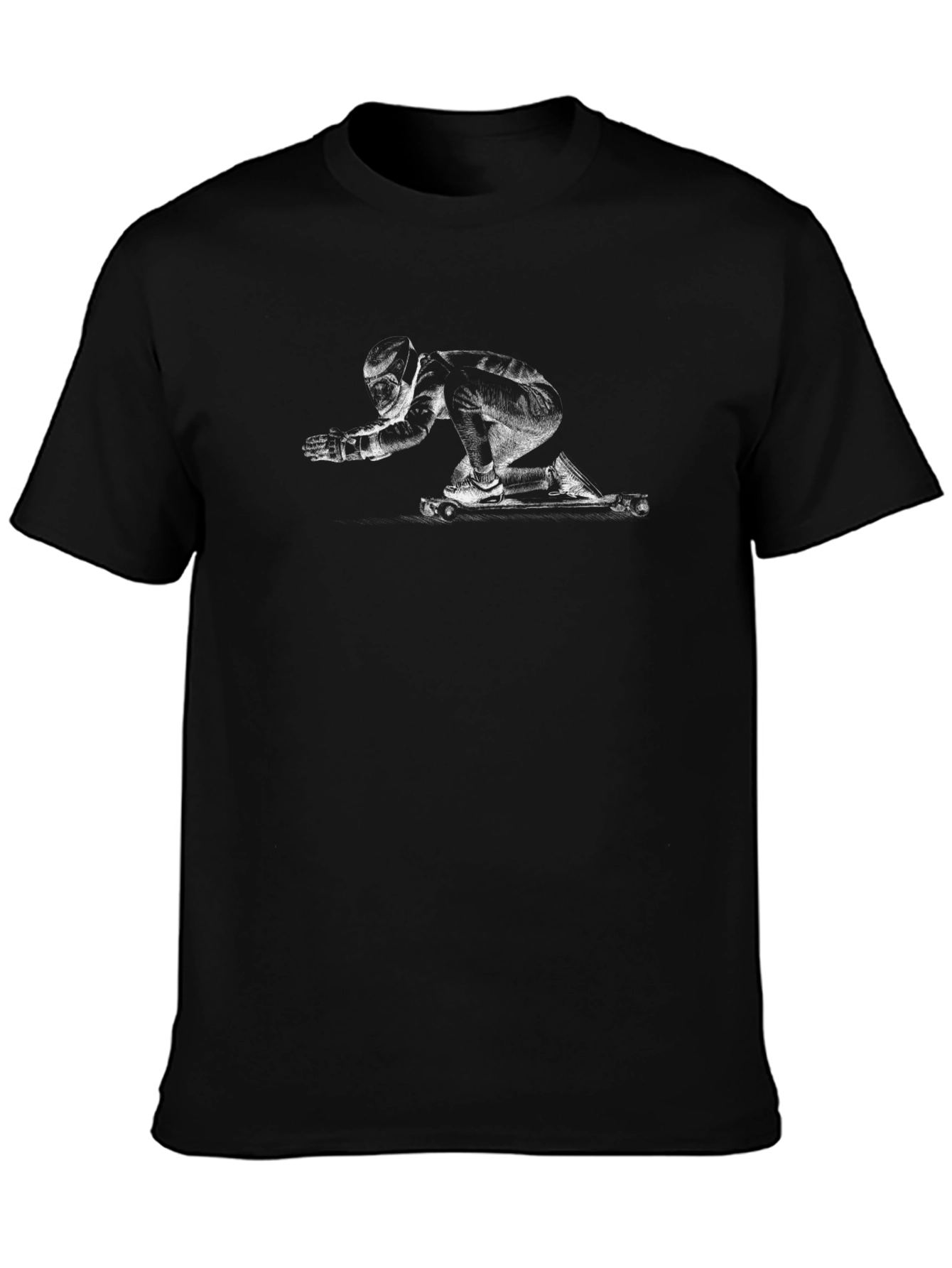 Black T-Shirt with Longboarder Graphic