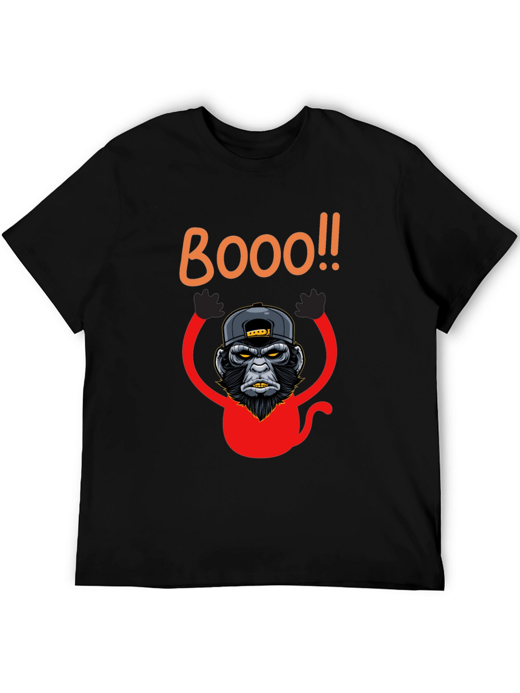 Boo Monkey Graphic Tee - Black Crew Neck Shirt