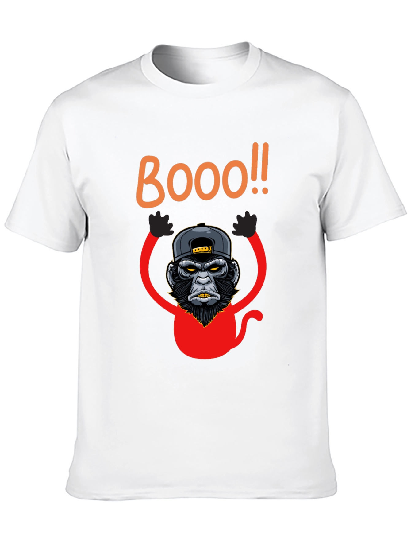 Boo Monkey Graphic Tee - Black Crew Neck Shirt