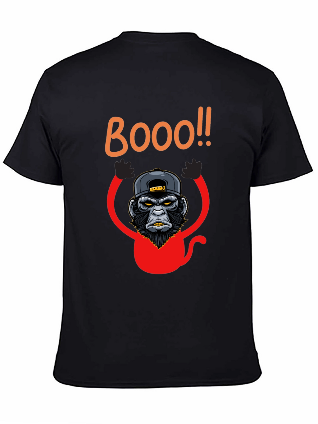Boo Monkey Graphic Tee - Black Crew Neck Shirt