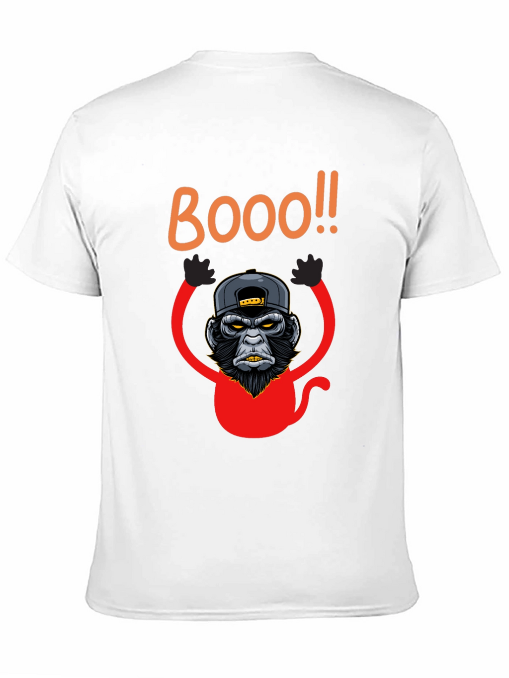 Boo Monkey Graphic Tee - Black Crew Neck Shirt