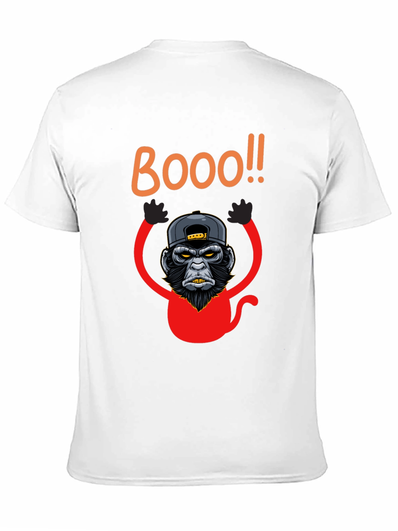 Boo Monkey Graphic Tee - Black Crew Neck Shirt
