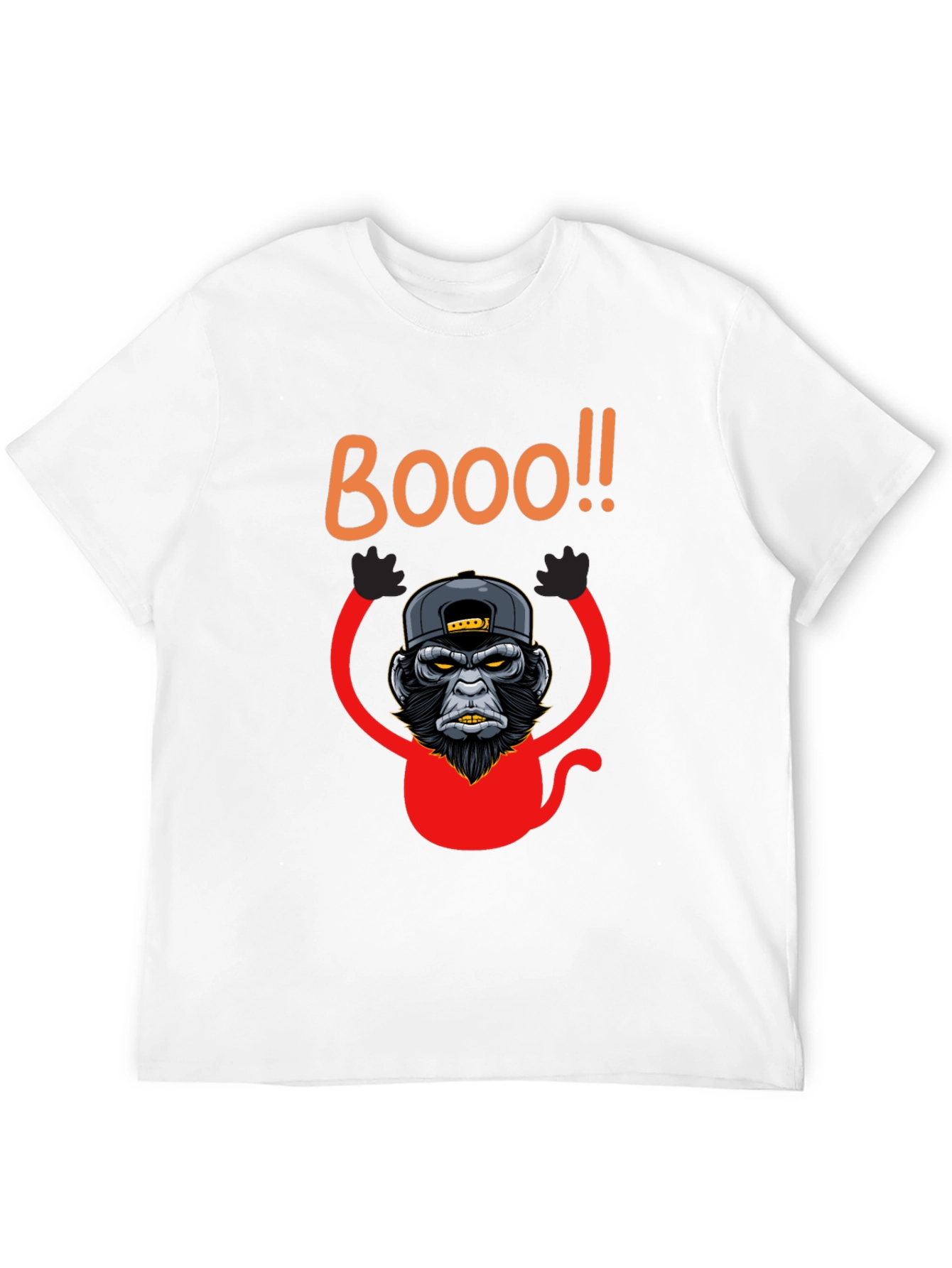Boo Monkey Graphic Tee - Black Crew Neck Shirt