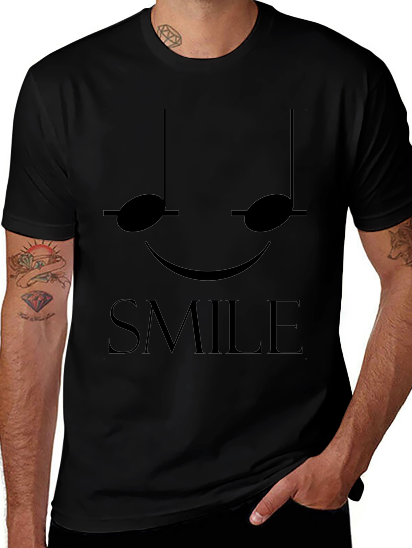 Smile Music Note T-Shirt - Black