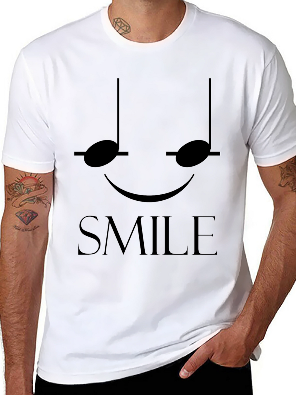 Smile Music Note T-Shirt - Black