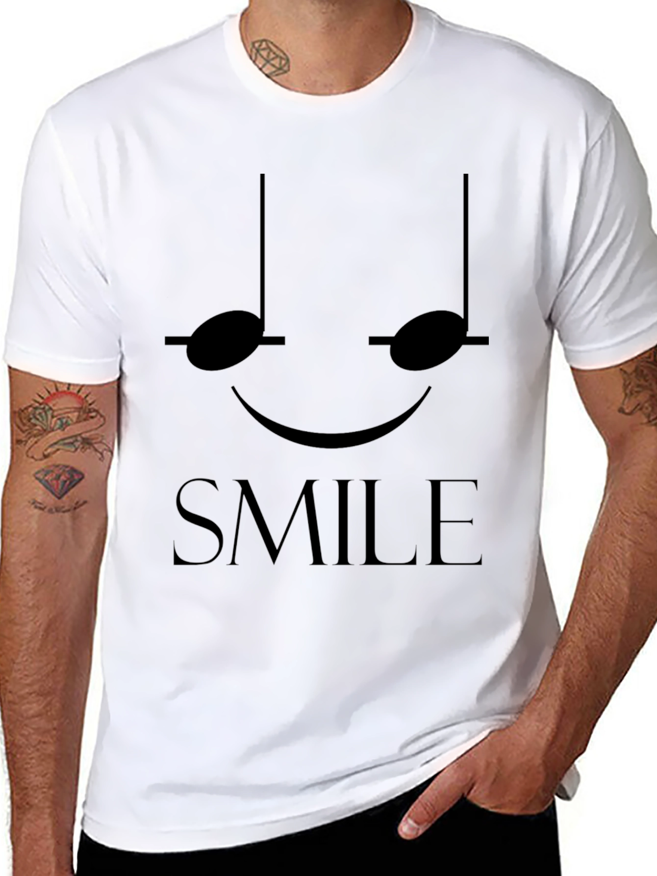 Smile Music Note T-Shirt - Black