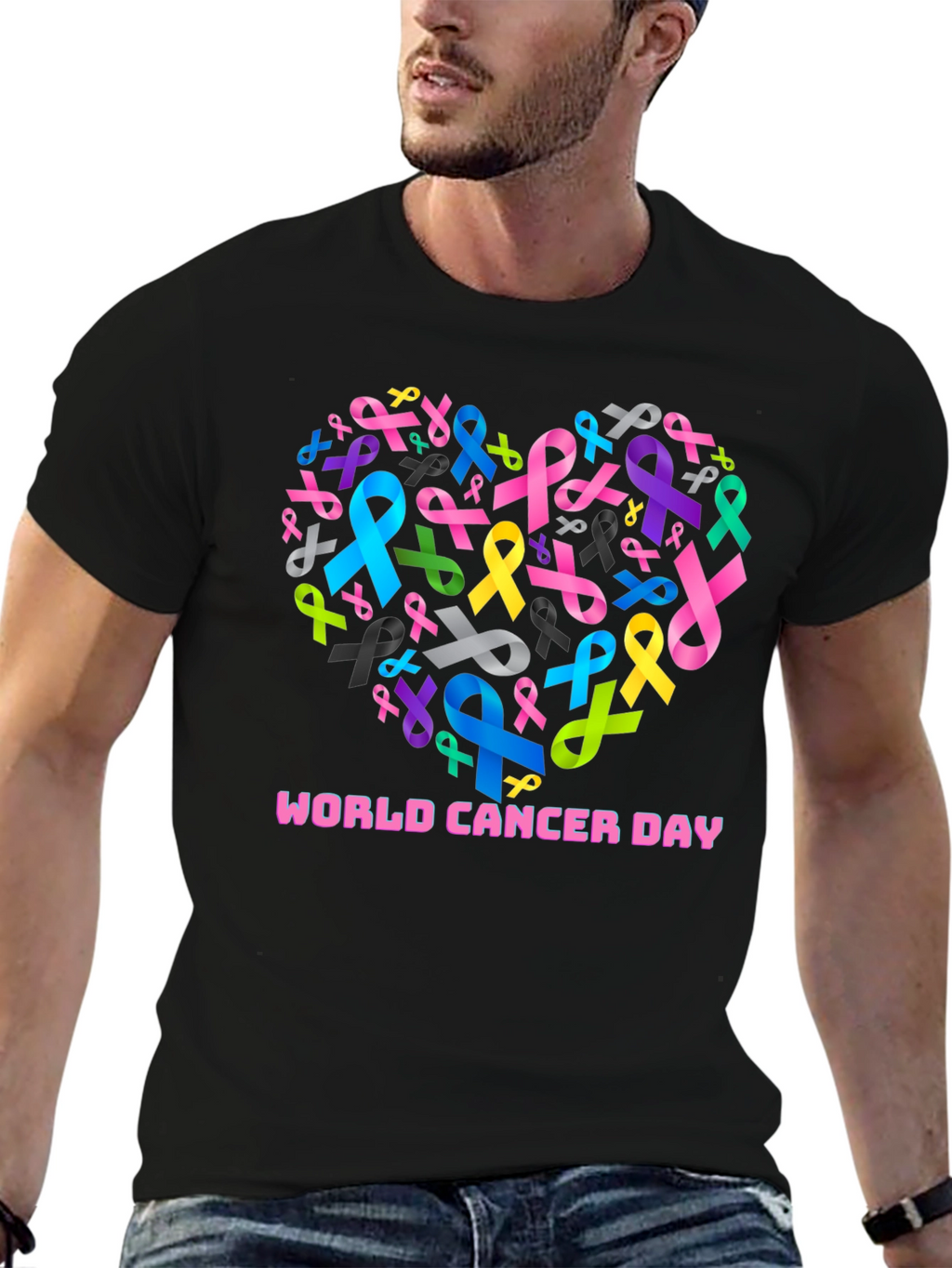 World Cancer Day Ribbon Heart T-Shirt
