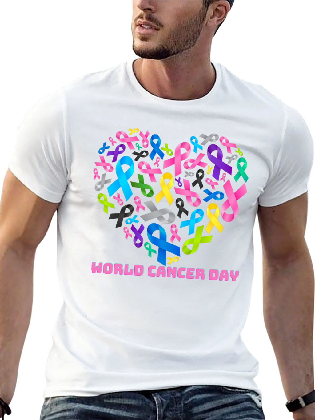 World Cancer Day Ribbon Heart T-Shirt