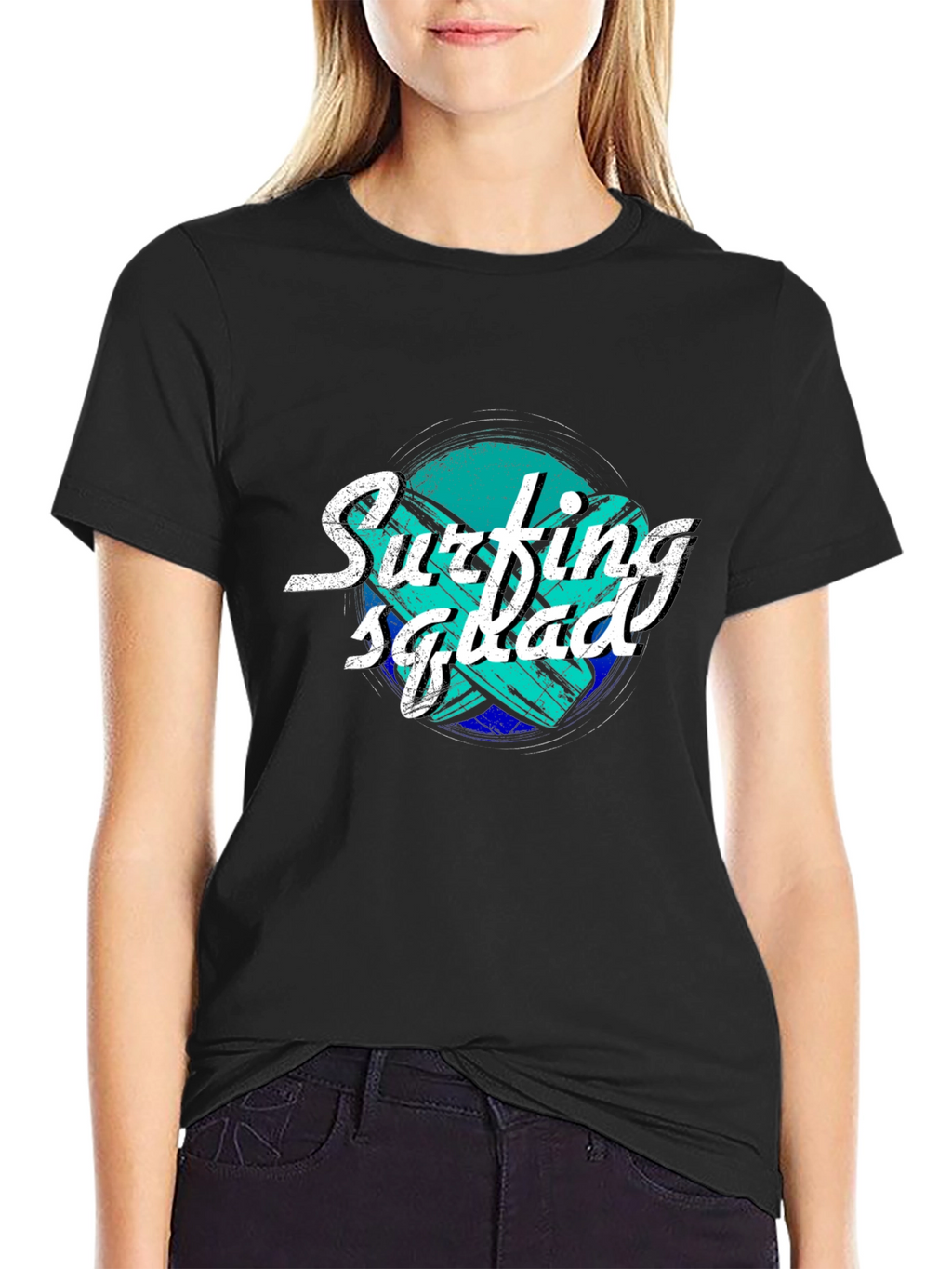 Surfing Squad Black T-Shirt - Surf Style Tee