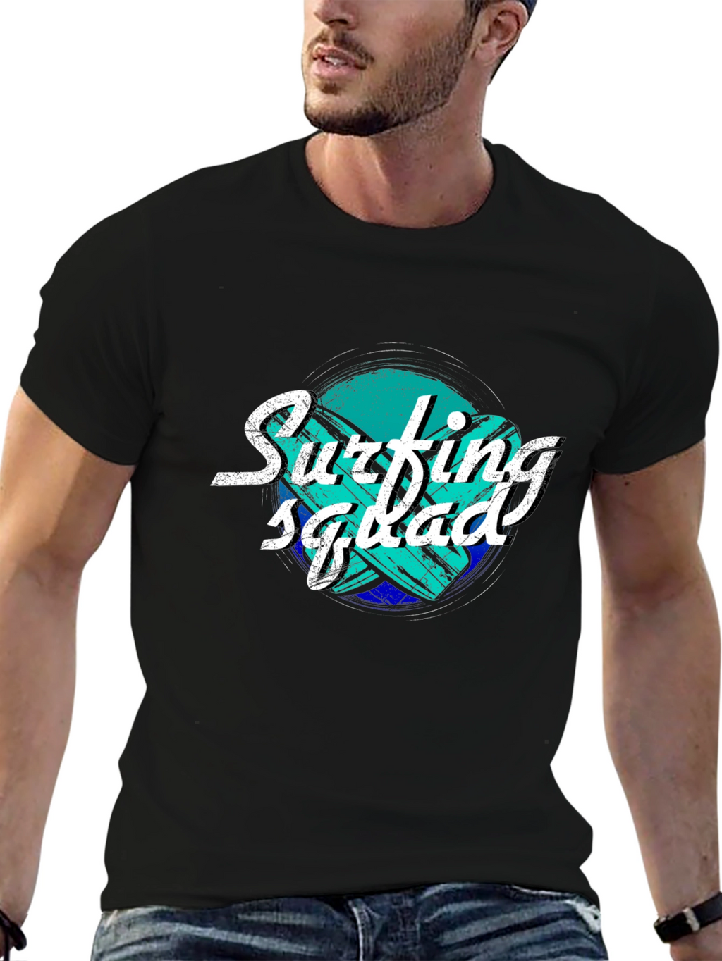Surfing Squad Black T-Shirt - Surf Style Tee