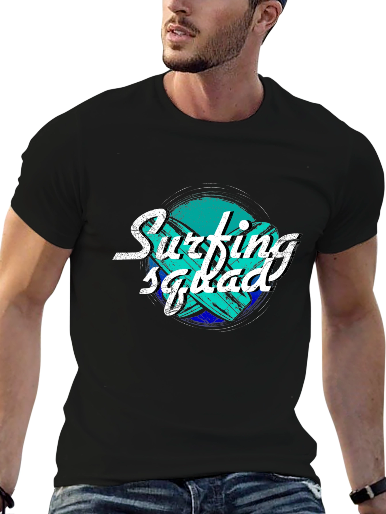 Surfing Squad Black T-Shirt - Surf Style Tee