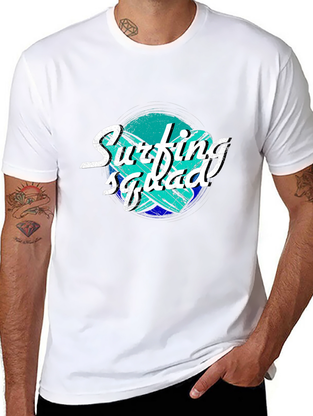 Surfing Squad Black T-Shirt - Surf Style Tee